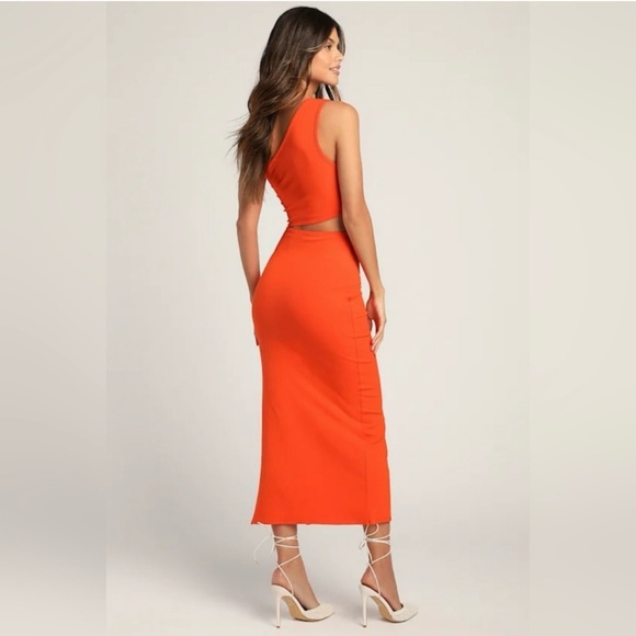 NWT Lulu's One Shoulder Orange Dress - Picture 3 of 3